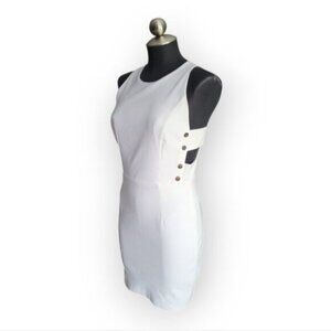 Body Con Dress Side Cut Out Mini Dress White  New Sz Small